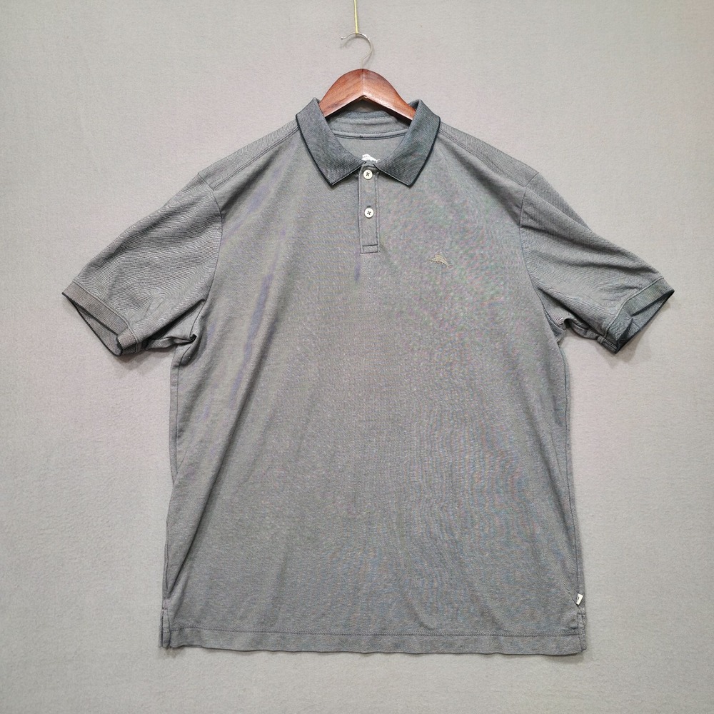 Tommy Bahama Men's Gray Short Sleeve Quarter Button Pullover Polo Shirt Size L